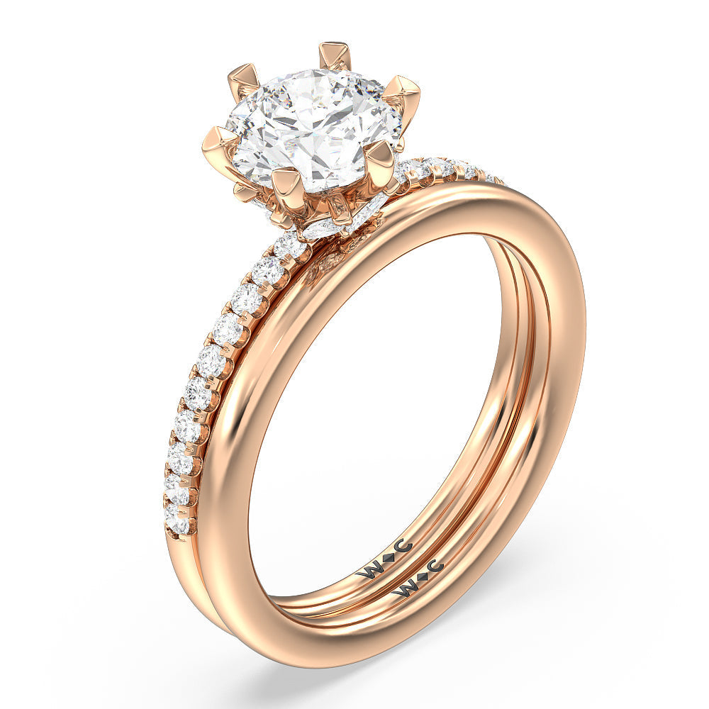 Oval Cut Marquise Hidden Halo Engagement Ring with Lab Grown Diamond in 14KT Rose Gold view 4
