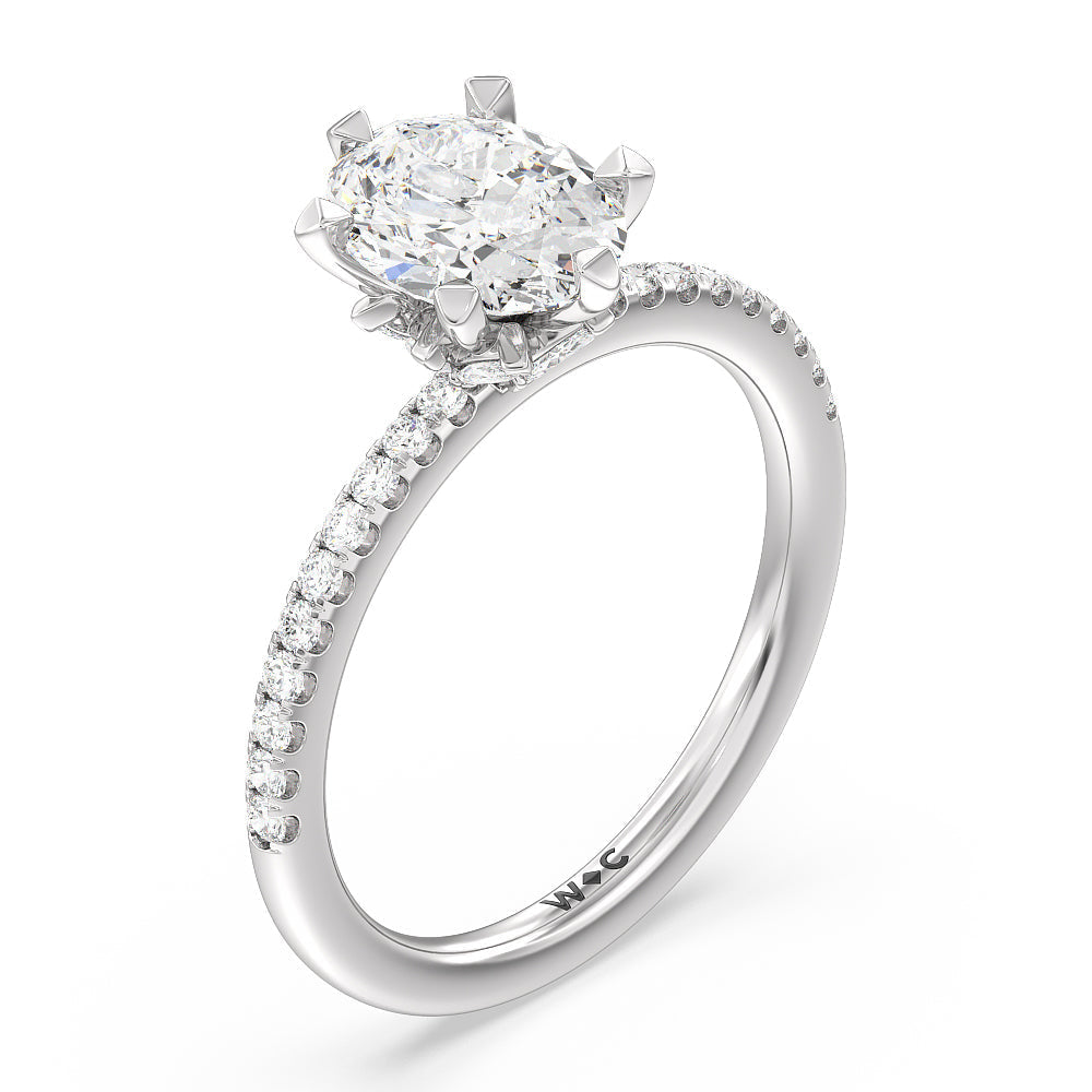 Oval Cut Marquise Hidden Halo Engagement Ring with Lab Grown Diamond in 14KT Platinum view 3
