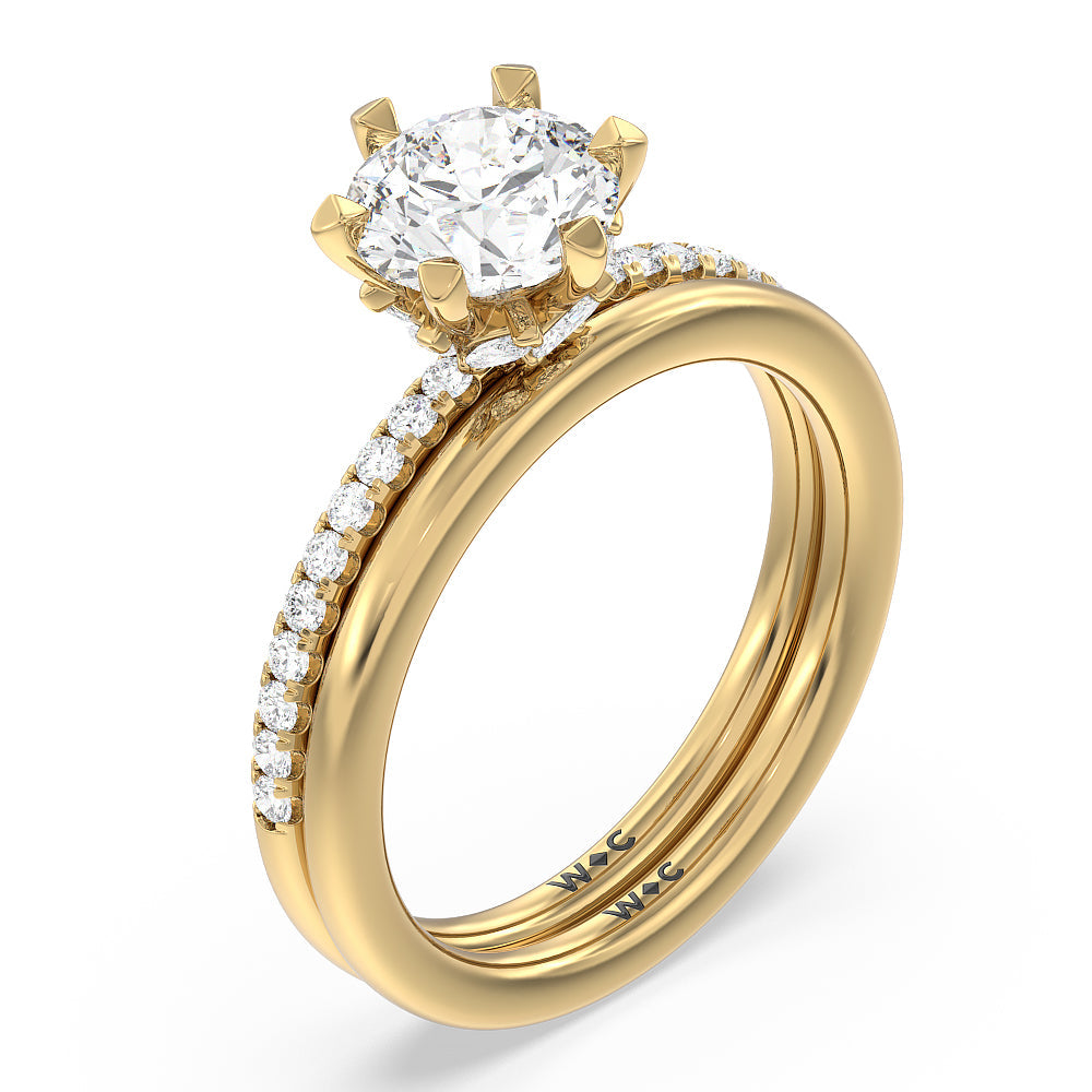Oval Cut Marquise Hidden Halo Engagement Ring with Lab Grown Diamond in 14KT Yellow Gold view 4
