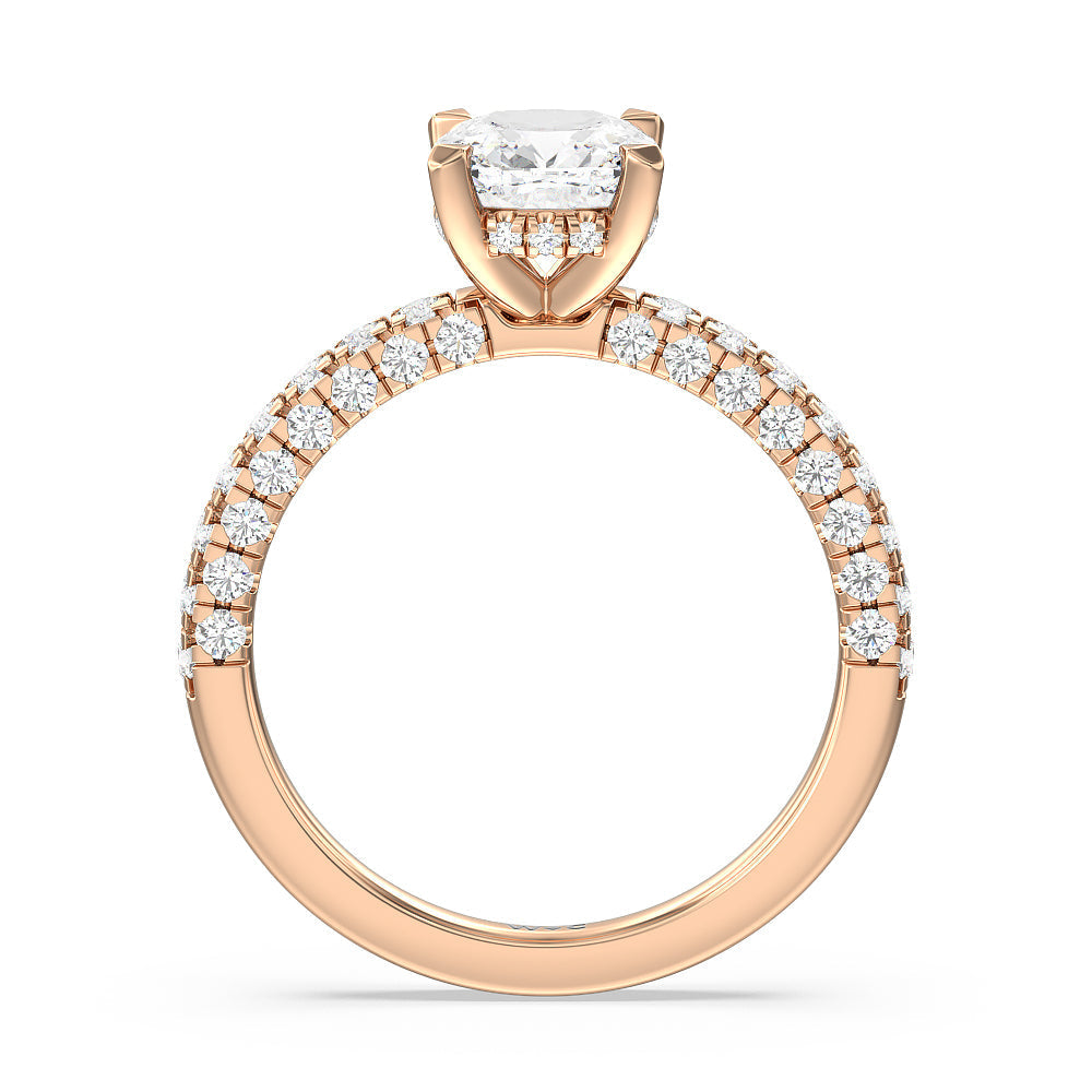 Aura Hidden Accent Engagement Ring with Cushion Cut Diamond in 14KT Rose Gold view 2
