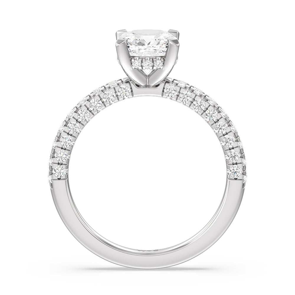 Aura Hidden Accent Engagement Ring with Cushion Cut Diamond in 14KT Platinum view 2
