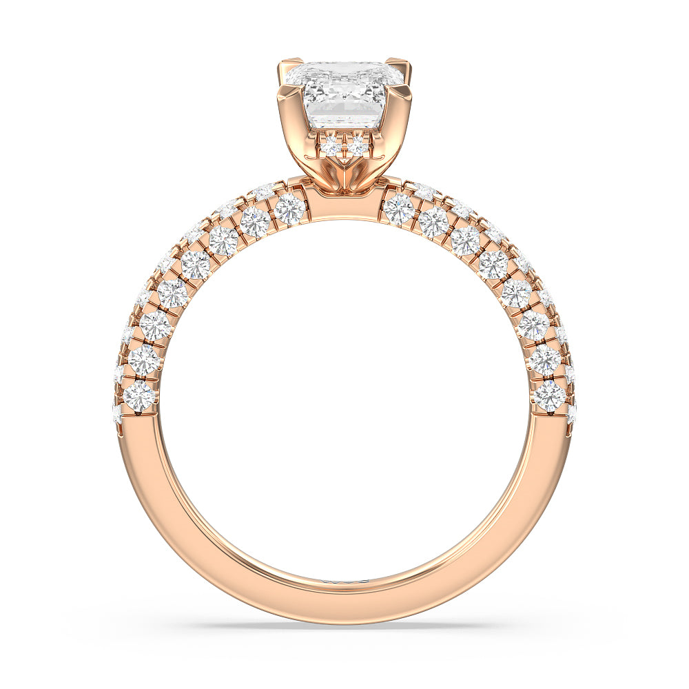Aura Hidden Accent Engagement Ring with Emerald Cut Diamond in 14KT Rose Gold view 2
