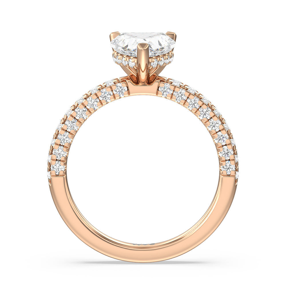 Heart Cut Aura Hidden Accent Engagement Ring with Lab Grown Diamond in 14KT Rose Gold view 2
