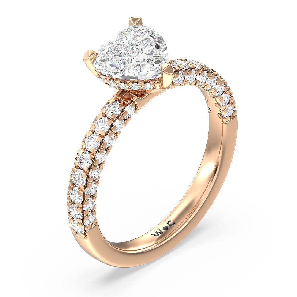 Heart Cut Aura Hidden Accent Engagement Ring with Lab Grown Diamond in 14KT Rose Gold view 3
