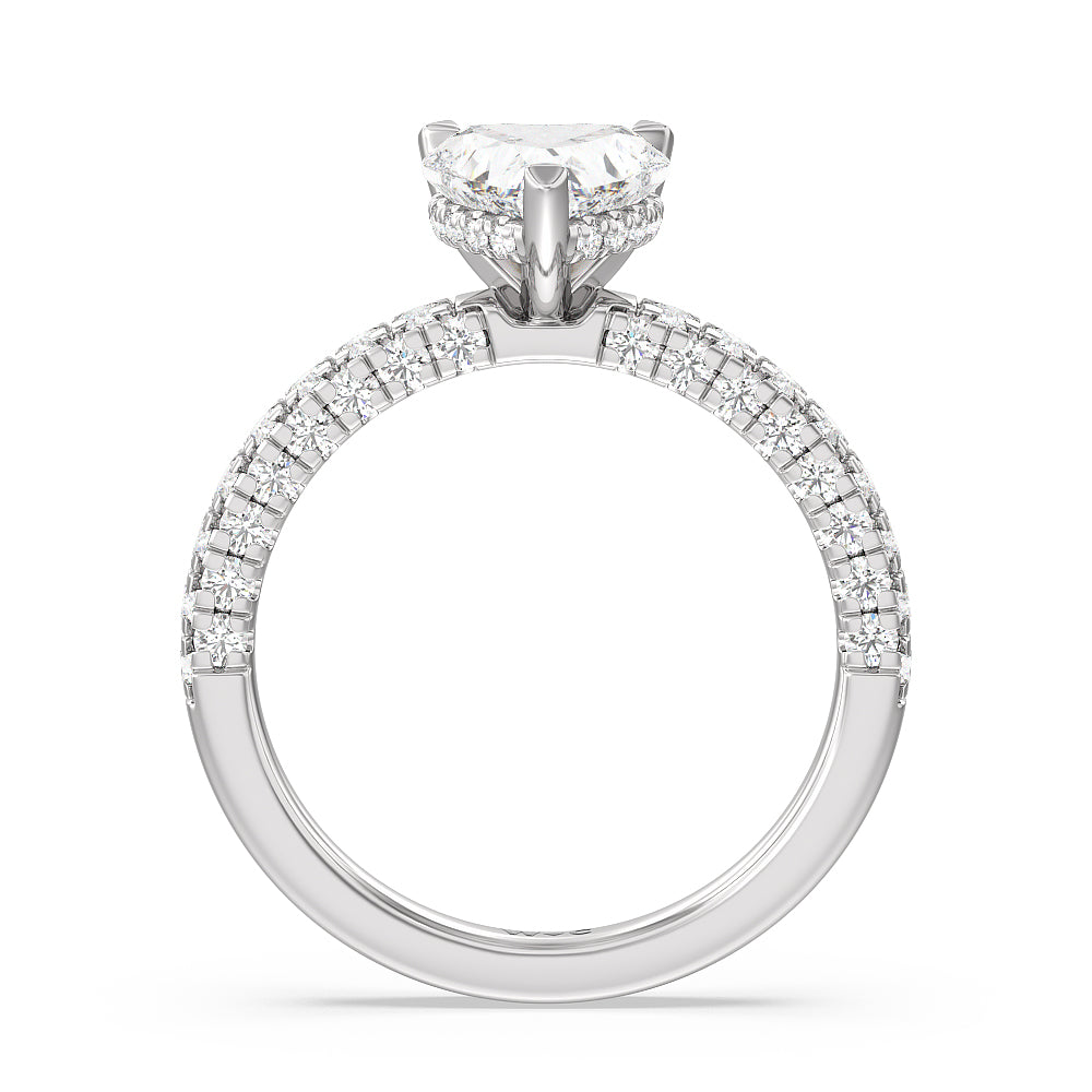 Aura Hidden Accent Engagement Ring with Heart Cut Diamond in 14KT Platinum view 2
