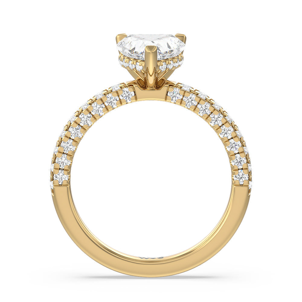Aura Hidden Accent Engagement Ring with Heart Cut Diamond in 14KT Yellow Gold view 2
