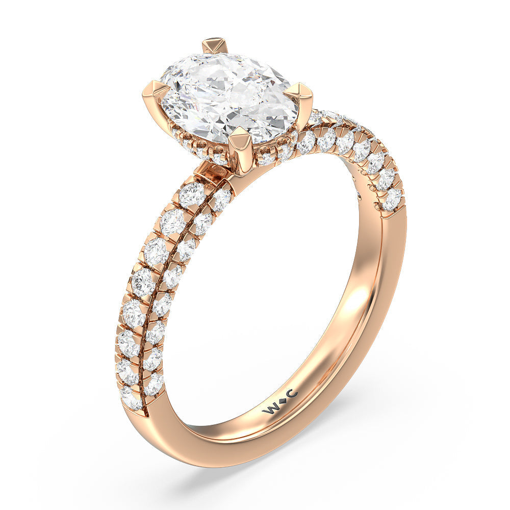 Aura Hidden Accent Engagement Ring with Oval Cut Diamond in 14KT Rose Gold view 3
