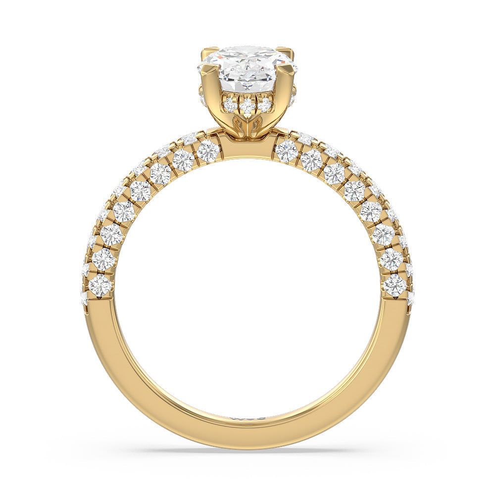 Oval Cut Aura Hidden Accent Engagement Ring with Lab Grown Diamond in 14KT Yellow Gold view 2
