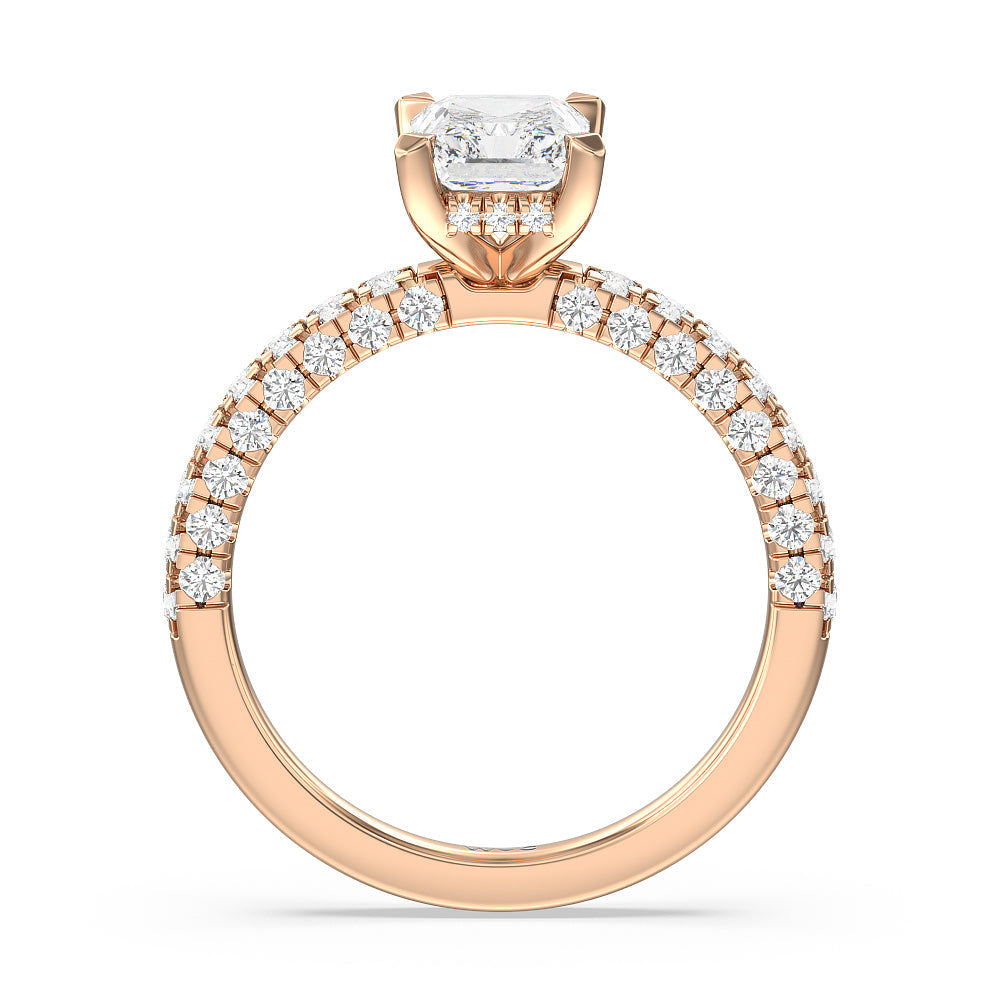Aura Hidden Accent Engagement Ring with Radiant Cut Diamond in 14KT Rose Gold view 2
