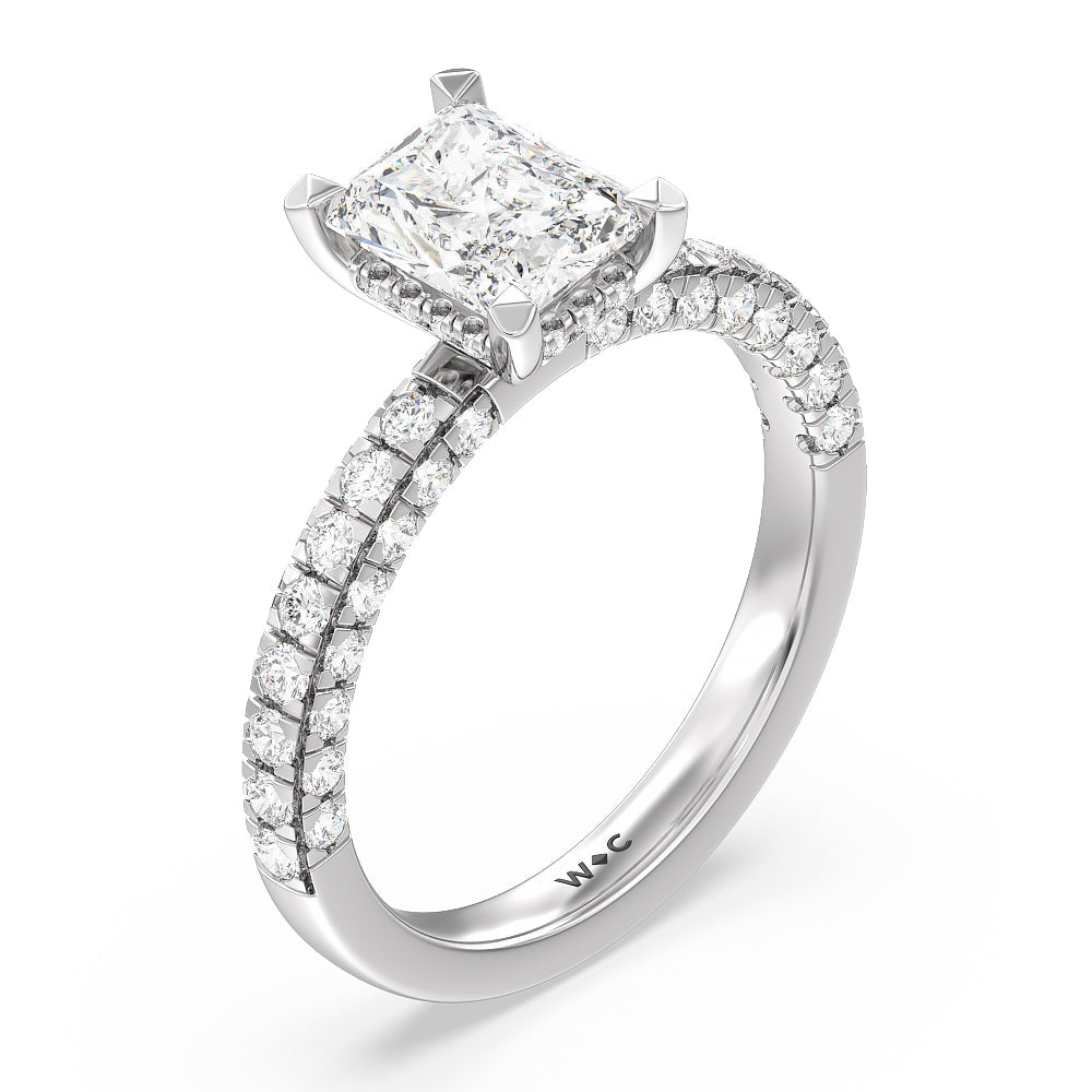 Aura Hidden Accent Engagement Ring with Radiant Cut Diamond in 14KT Platinum view 3
