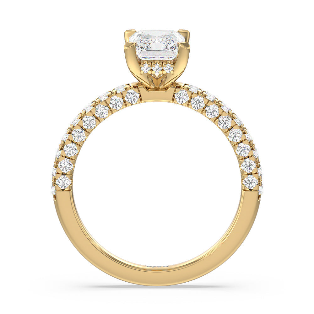 Radiant Cut Aura Hidden Accent Engagement Ring with Lab Grown Diamond in 14KT Yellow Gold view 2
