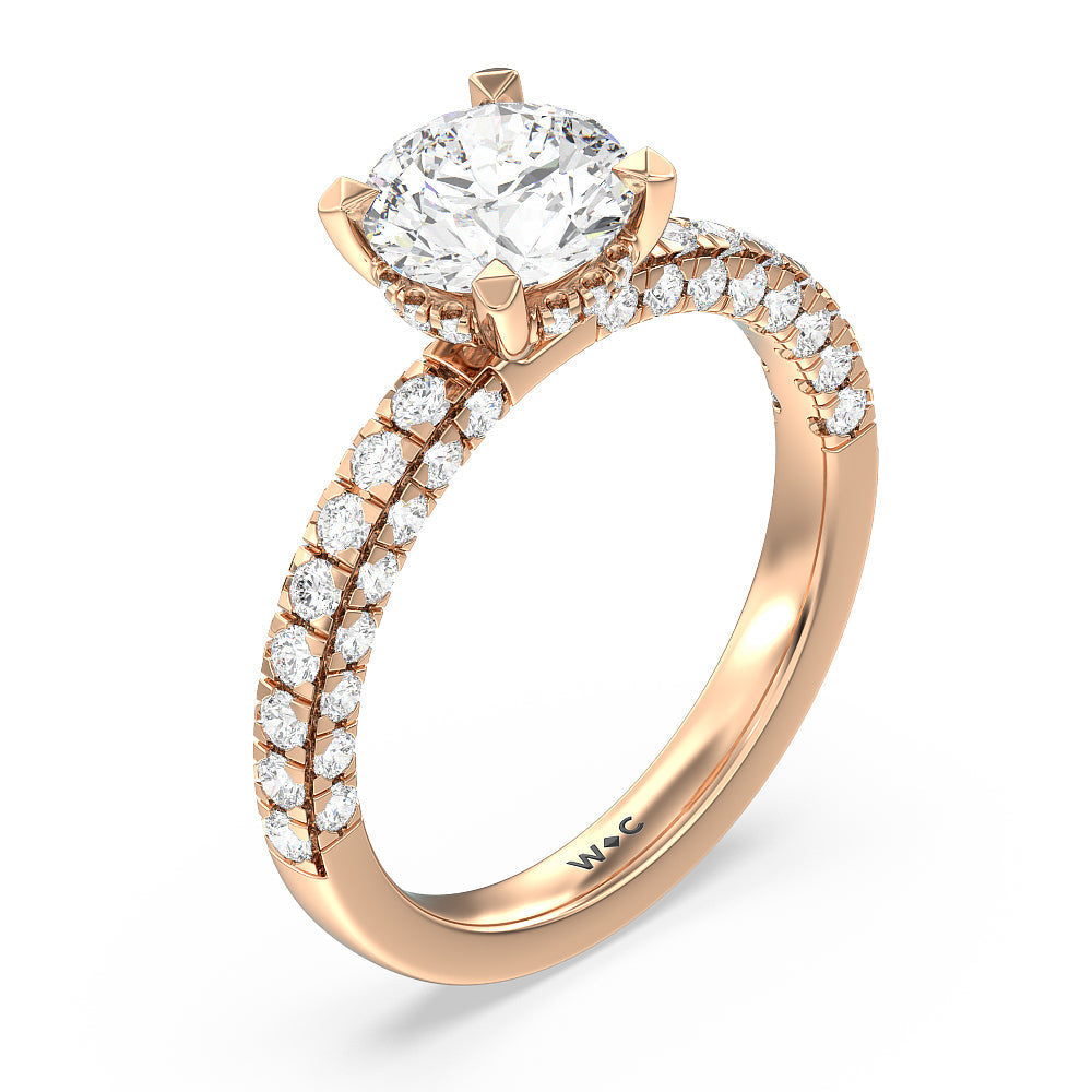 Aura Hidden Accent Engagement Ring with Round Cut Diamond in 14KT Rose Gold view 3
