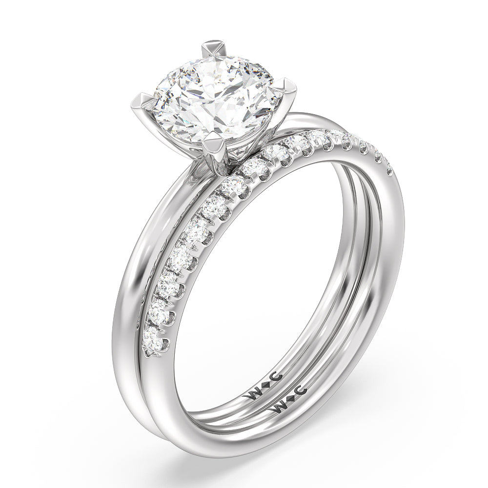 Classic Four Prong Petite Comfort Fit Solitaire Engagement Ring with Round Cut Diamond in 14KT Platinum view 5
