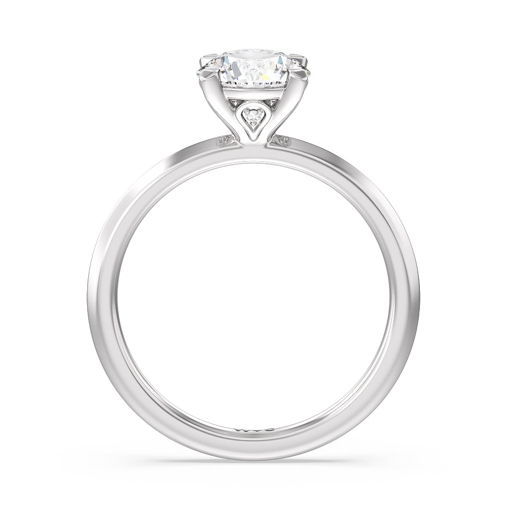 Knife Edge Shank Studded Kite Basket Solitaire Engagement Ring with Round Cut Diamond in 14KT Platinum view 2
