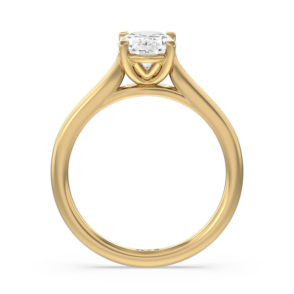 Oval Cut Delicate Pinched Cathedral Solitaire Engagement Ring with Lab Grown Diamond in 14KT Yellow Gold view 2
