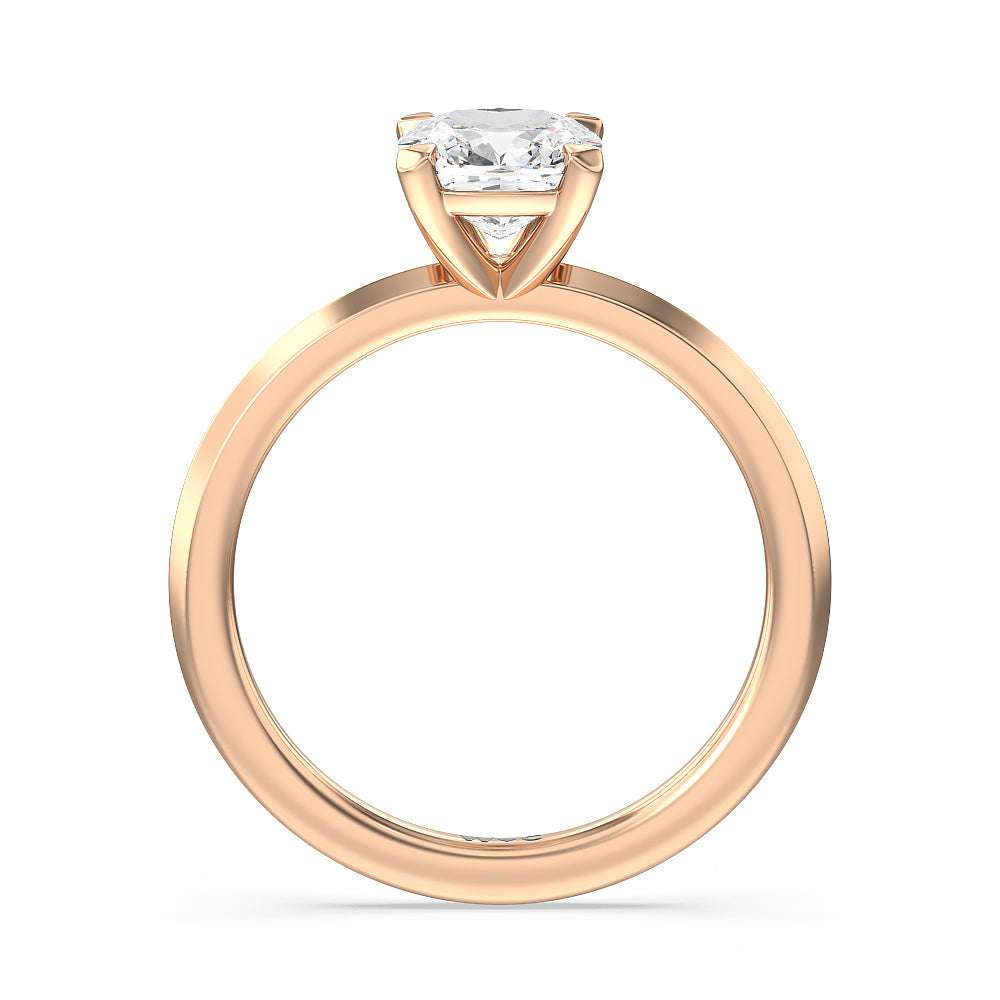 Cushion Cut Petite Knife Edge Solitaire Lab Grown Diamond Engagement Ring (E+ VVS+) with Lab Grown Diamond in 14KT Rose Gold view 2
