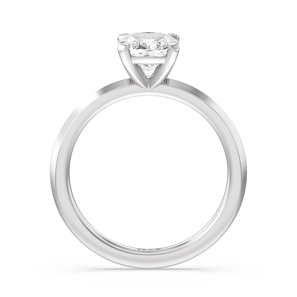 Cushion Cut Petite Knife Edge Solitaire Lab Grown Diamond Engagement Ring (E+ VVS+) with Lab Grown Diamond in 14KT Platinum view 2
