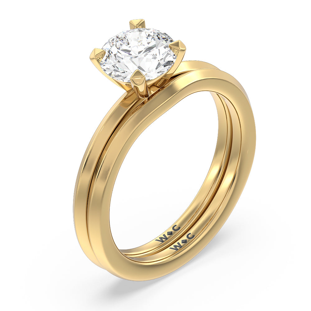Petite Knife Edge Solitaire Engagement Ring with Cushion Cut Diamond in 14KT Yellow Gold view 4
