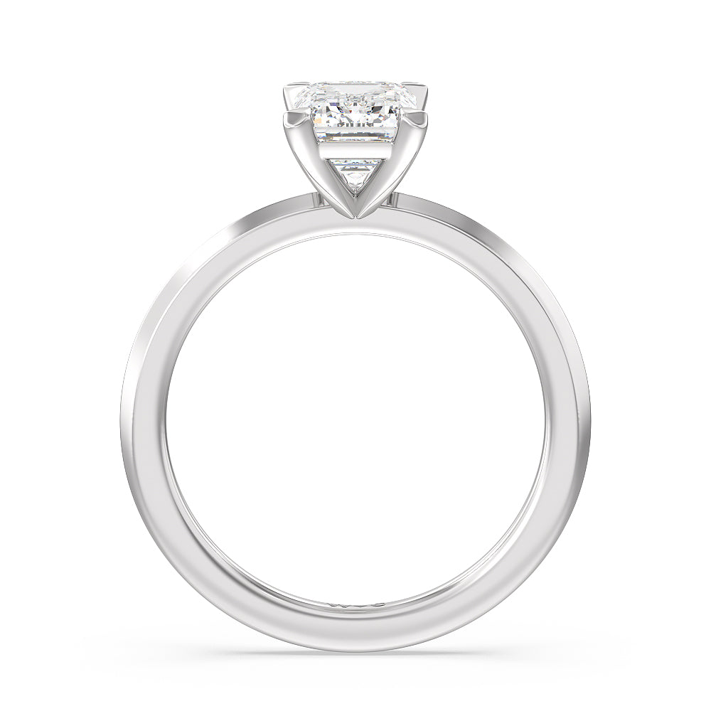 Emerald Cut Petite Knife Edge Solitaire Lab Grown Diamond Engagement Ring (E+ VVS+) with Lab Grown Diamond in 14KT Platinum view 2
