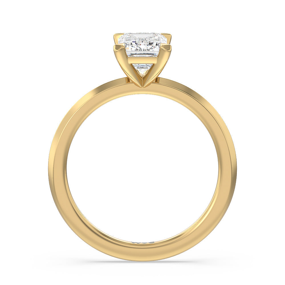 Oval Cut Petite Knife Edge Solitaire Lab Grown Diamond Engagement Ring (E+ VVS+) with Lab Grown Diamond in 14KT Yellow Gold view 2
