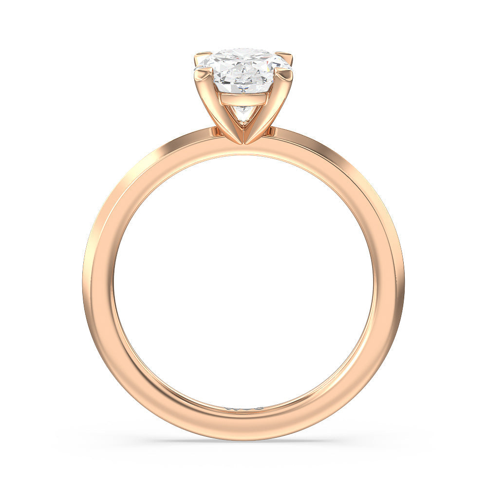 Oval Cut Petite Knife Edge Solitaire Lab Grown Diamond Engagement Ring (E+ VVS+) with Lab Grown Diamond in 14KT Rose Gold view 2
