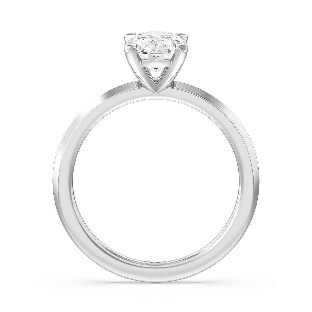 Oval Cut Petite Knife Edge Solitaire Lab Grown Diamond Engagement Ring (E+ VVS+) with Lab Grown Diamond in 14KT Platinum view 2
