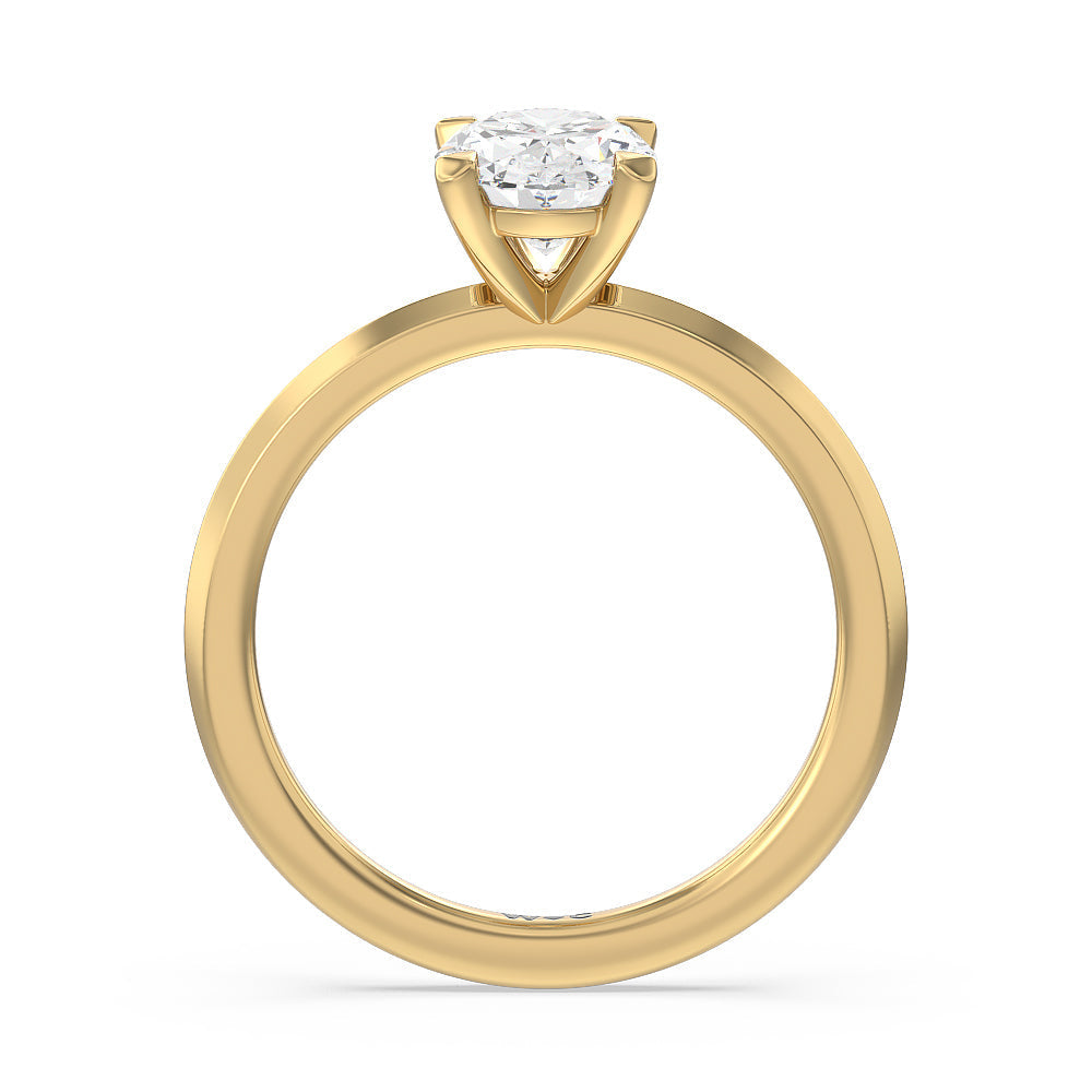 Emerald Cut Petite Knife Edge Solitaire Lab Grown Diamond Engagement Ring (E+ VVS+) with Lab Grown Diamond in 14KT Yellow Gold view 2
