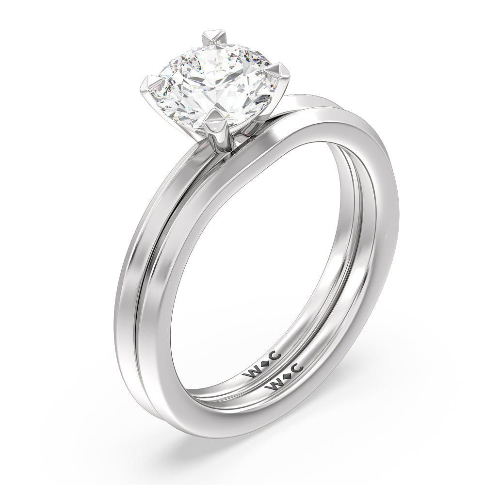 Petite Knife Edge Solitaire Engagement Ring with Radiant Cut Diamond in 14KT Platinum view 4

