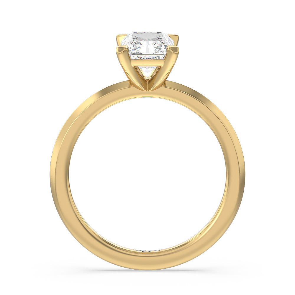 Petite Knife Edge Solitaire Engagement Ring with Radiant Cut Diamond in 14KT Yellow Gold view 2
