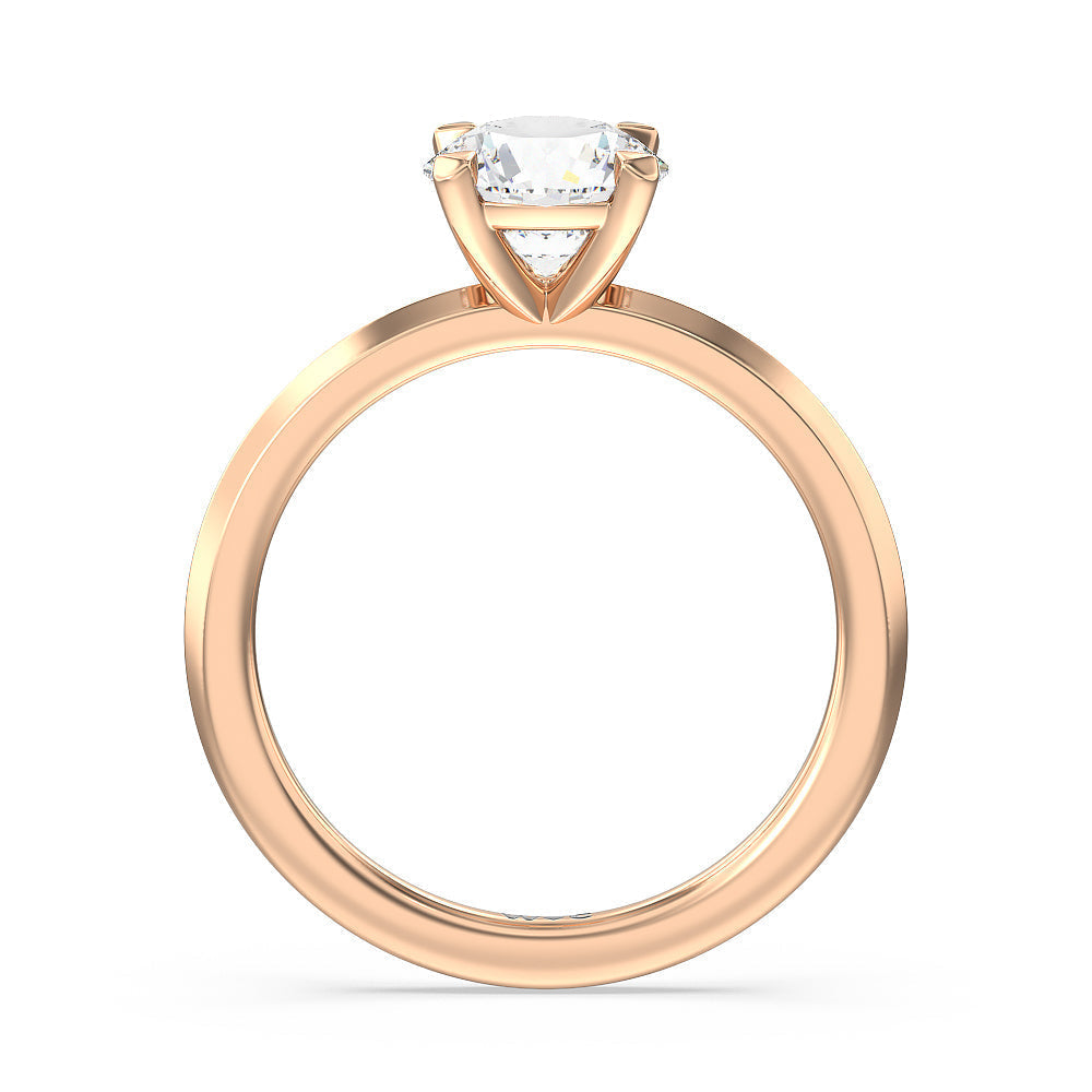 Round Cut Petite Knife Edge Solitaire Lab Grown Diamond Engagement Ring (E+ VVS+) with Lab Grown Diamond in 14KT Rose Gold view 2
