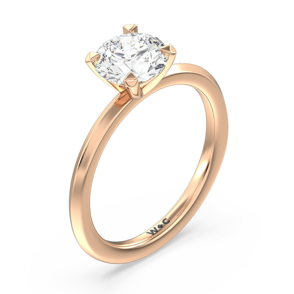 Round Cut Petite Knife Edge Solitaire Lab Grown Diamond Engagement Ring (E+ VVS+) with Lab Grown Diamond in 14KT Rose Gold view 3

