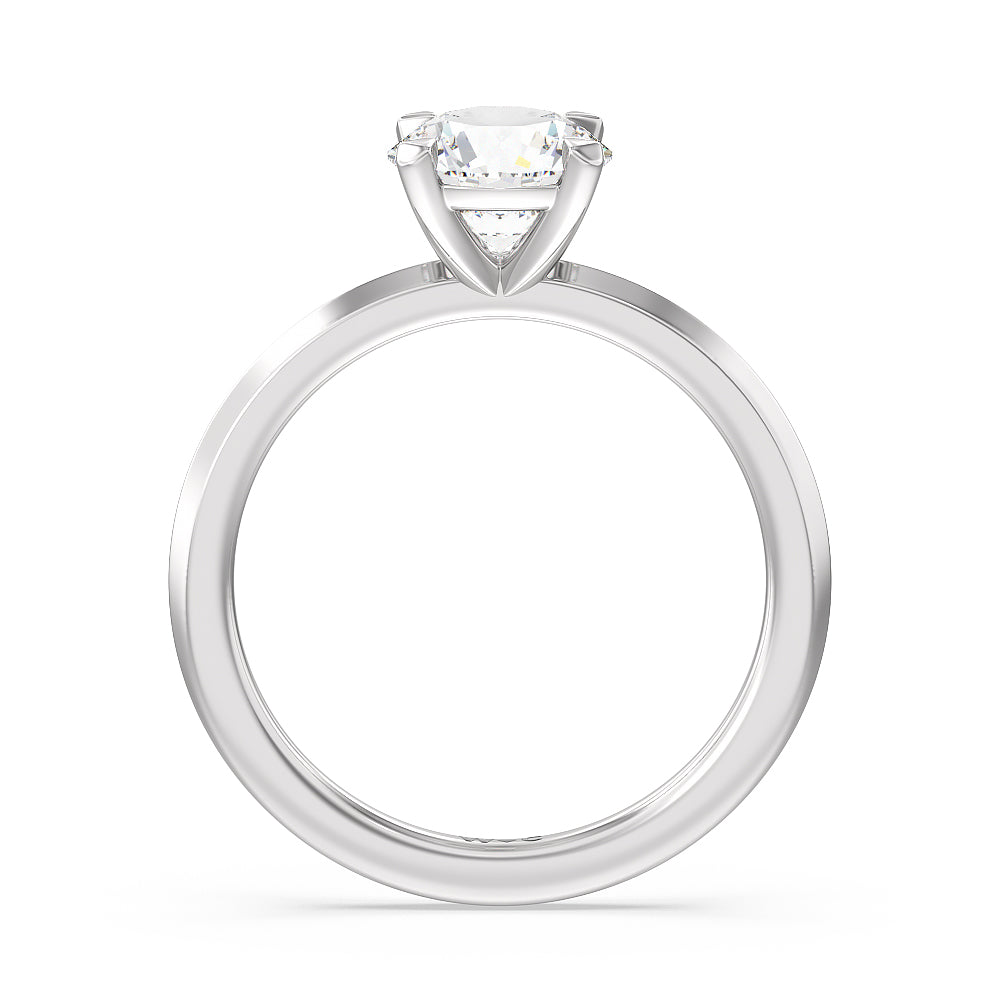 Round Cut Petite Knife Edge Solitaire Lab Grown Diamond Engagement Ring (E+ VVS+) with Lab Grown Diamond in 14KT Platinum view 2
