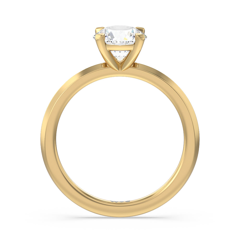 Round Cut Petite Knife Edge Solitaire Lab Grown Diamond Engagement Ring (E+ VVS+) with Lab Grown Diamond in 14KT Yellow Gold view 2
