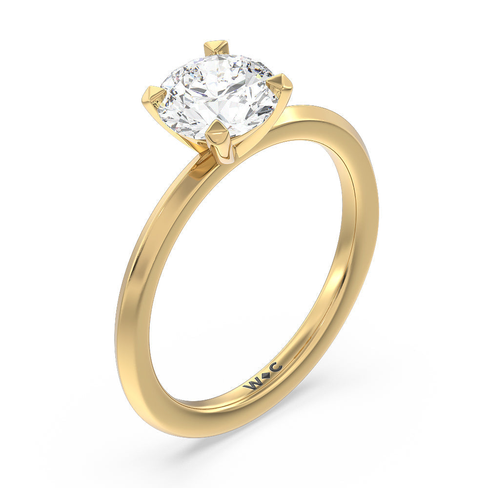 Round Cut Petite Knife Edge Solitaire Lab Grown Diamond Engagement Ring (E+ VVS+) with Lab Grown Diamond in 14KT Yellow Gold view 3
