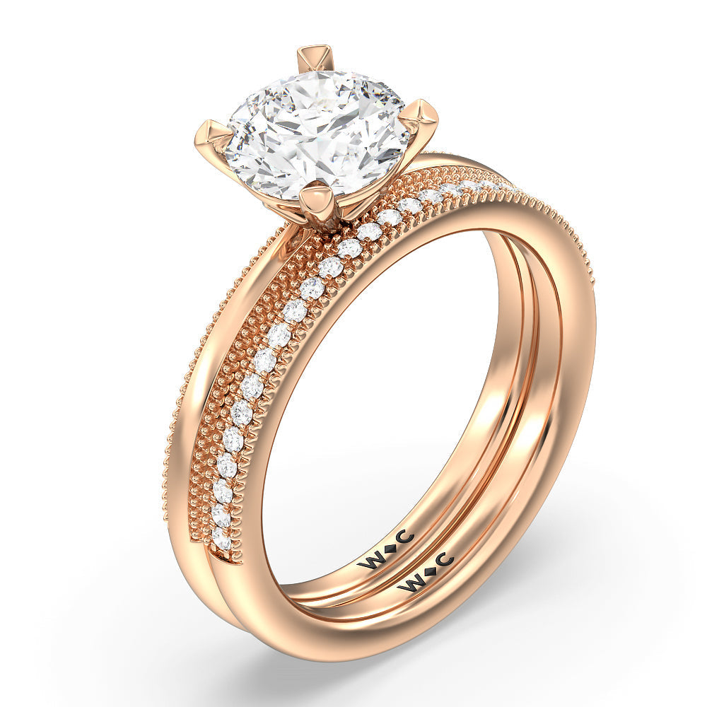 Emerald Cut Kite Basket Four Prong Solitaire Engagement Ring with Lab Grown Diamond in 14KT Rose Gold view 4
