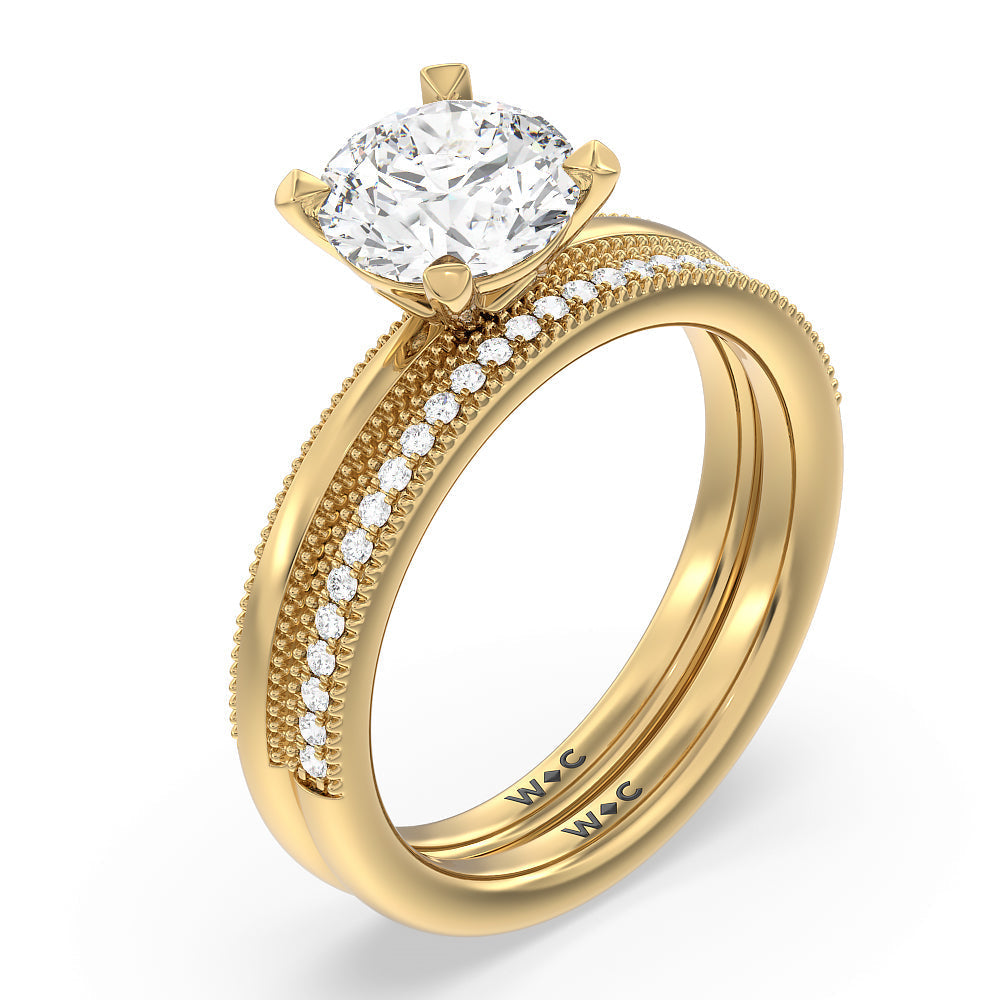 Emerald Cut Kite Basket Four Prong Solitaire Engagement Ring with Lab Grown Diamond in 14KT Yellow Gold view 4
