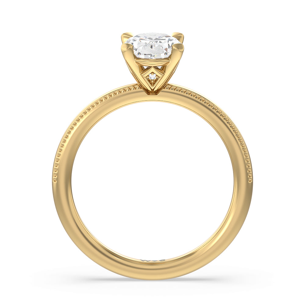 Oval Cut Kite Basket Four Prong Solitaire Engagement Ring with Lab Grown Diamond in 14KT Yellow Gold view 2

