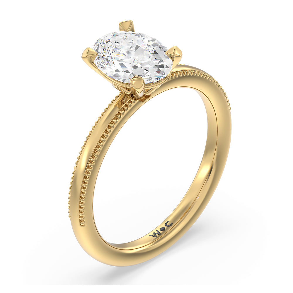 Oval Cut Kite Basket Four Prong Solitaire Engagement Ring with Lab Grown Diamond in 14KT Yellow Gold view 3
