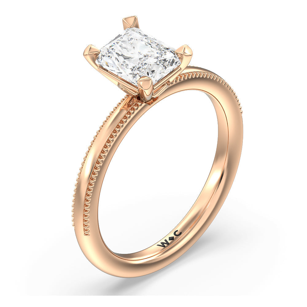 Radiant Cut Kite Basket Four Prong Solitaire Engagement Ring with Lab Grown Diamond in 14KT Rose Gold view 3

