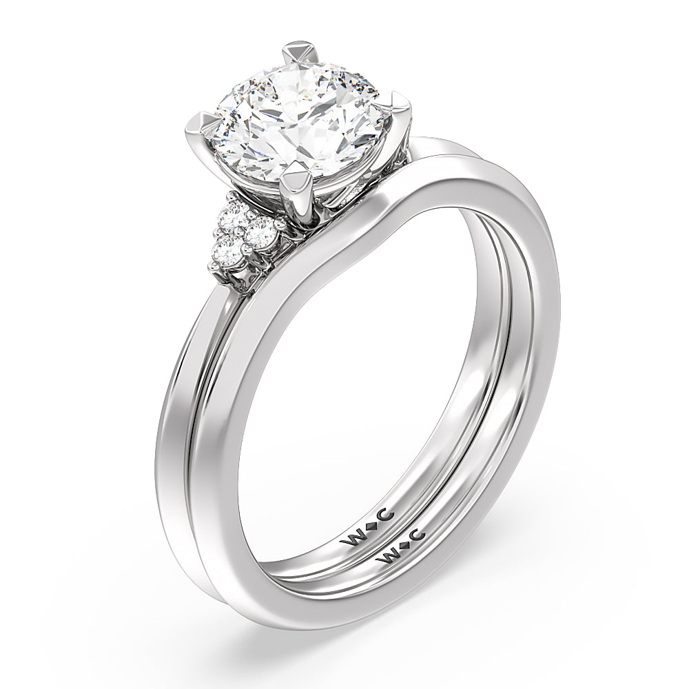 Taper Knife Edge Side Stone Engagement Ring with Emerald Cut Diamond in 14KT Platinum view 4
