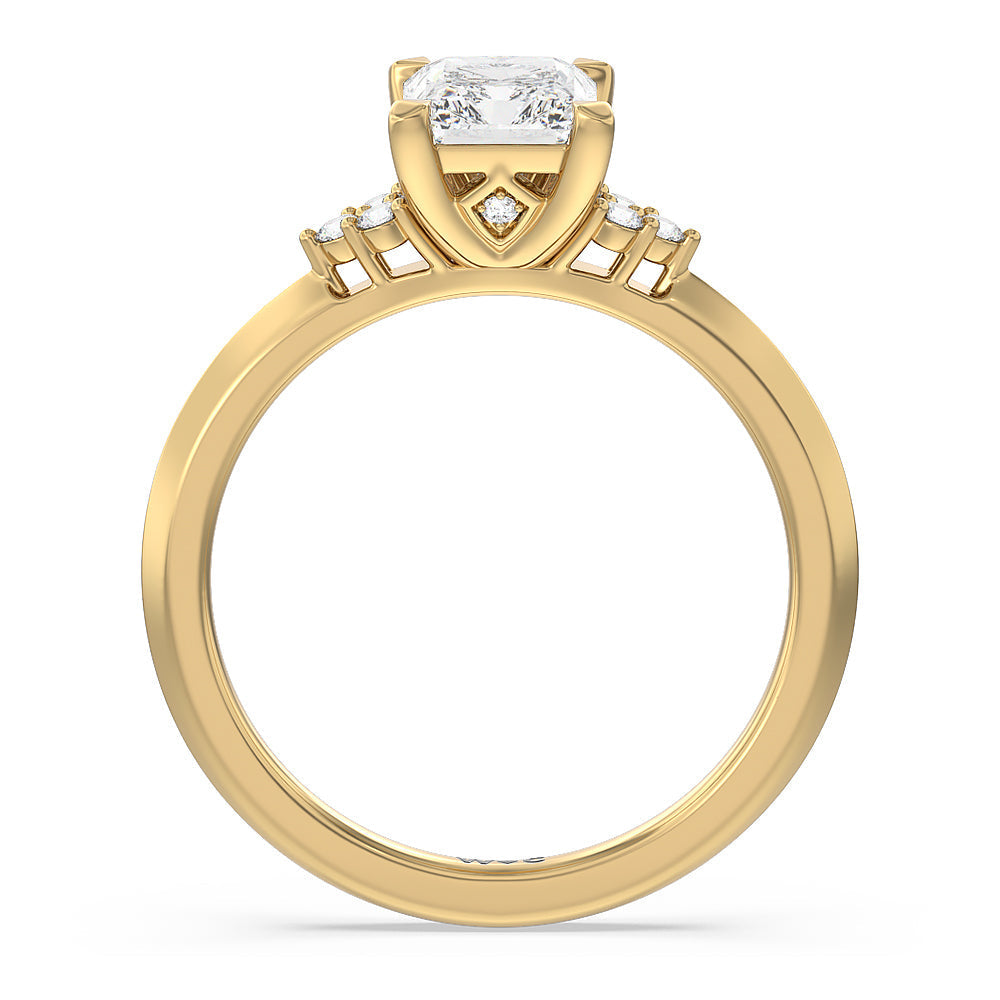 Taper Knife Edge Side Stone Engagement Ring with Radiant Cut Diamond in 14KT Yellow Gold view 2

