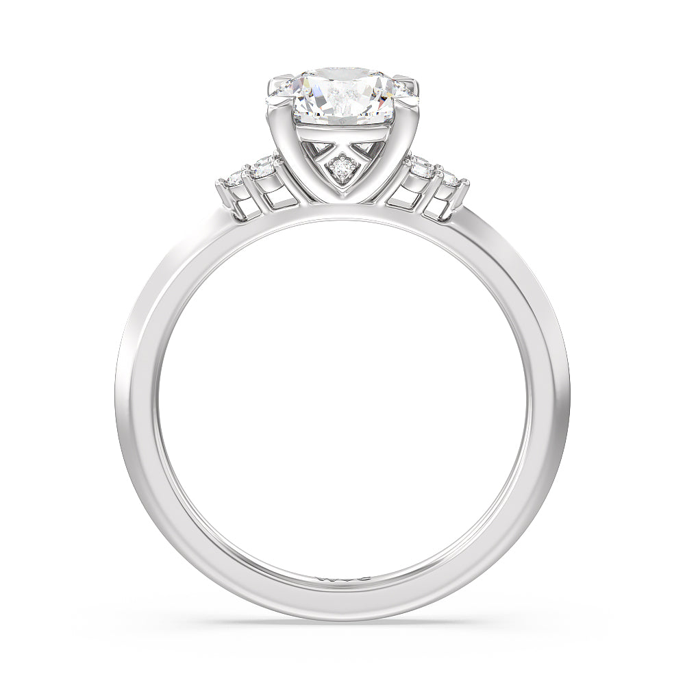 Taper Knife Edge Side Stone Engagement Ring with Round Cut Diamond in 14KT Platinum view 2
