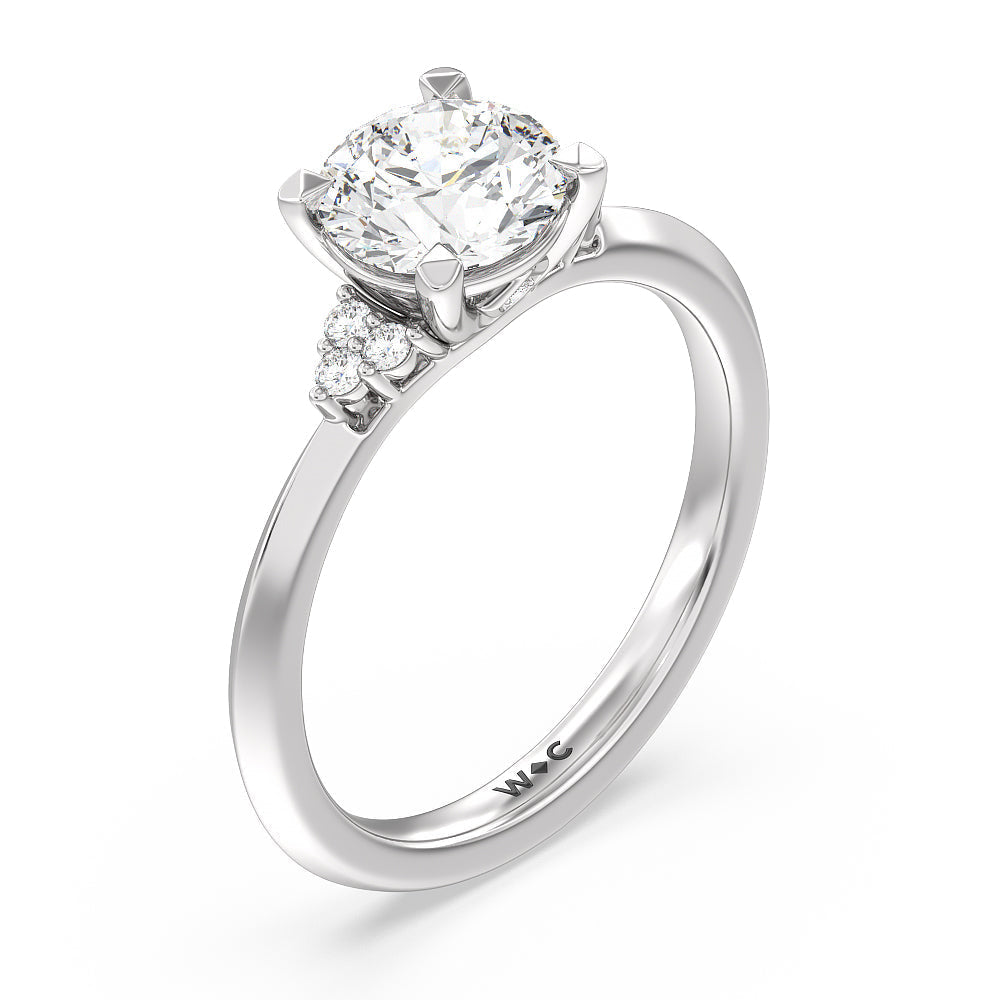 Taper Knife Edge Side Stone Engagement Ring with Round Cut Diamond in 14KT Platinum view 3
