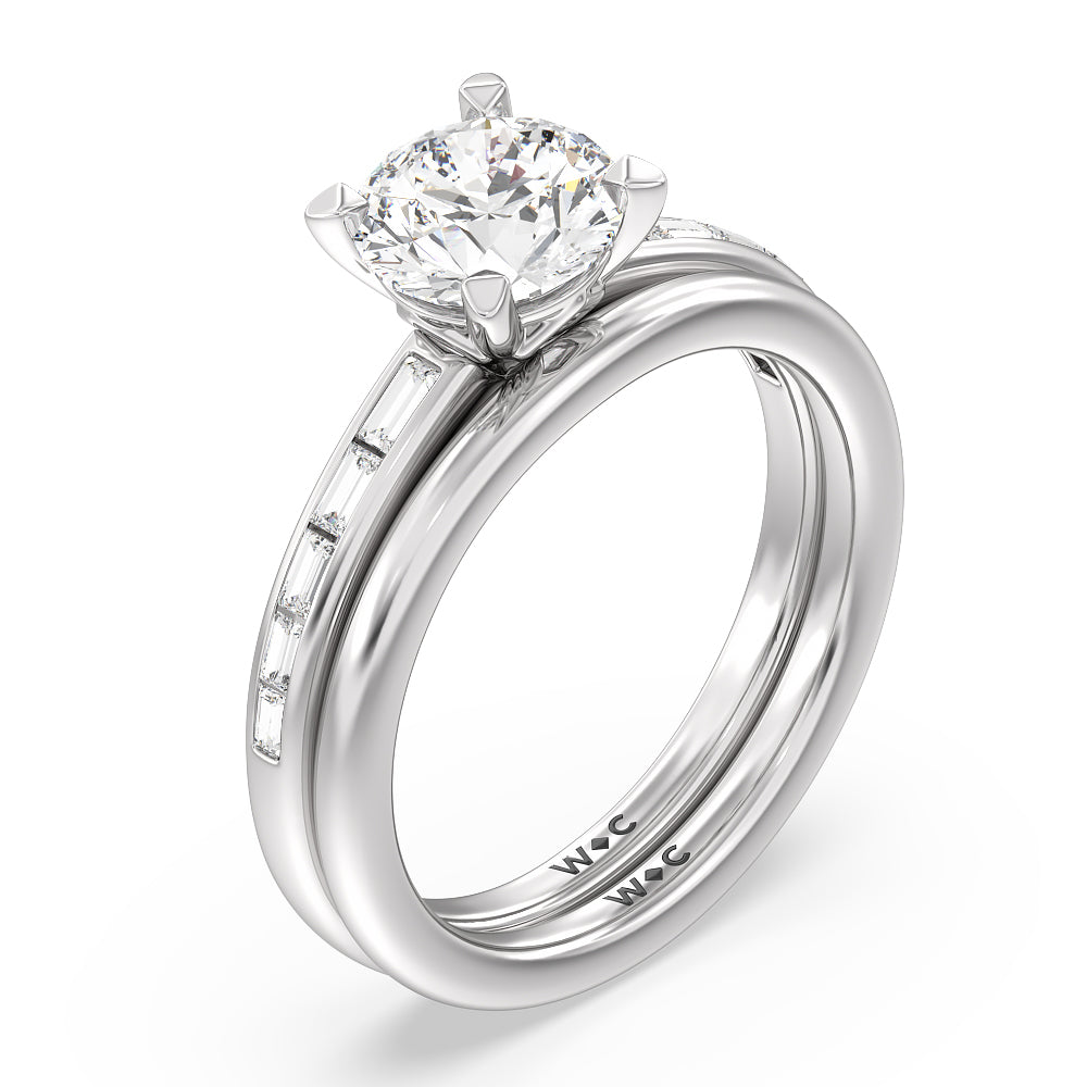 Channel Set Kite Basket Engagement Ring with Oval Cut Diamond in 14KT Platinum view 4
