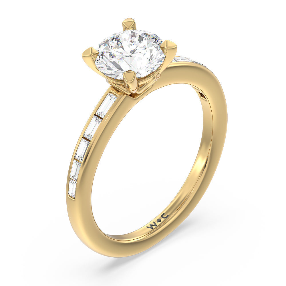 Channel Set Kite Basket Engagement Ring with Round Cut Diamond in 14KT Yellow Gold view 3

