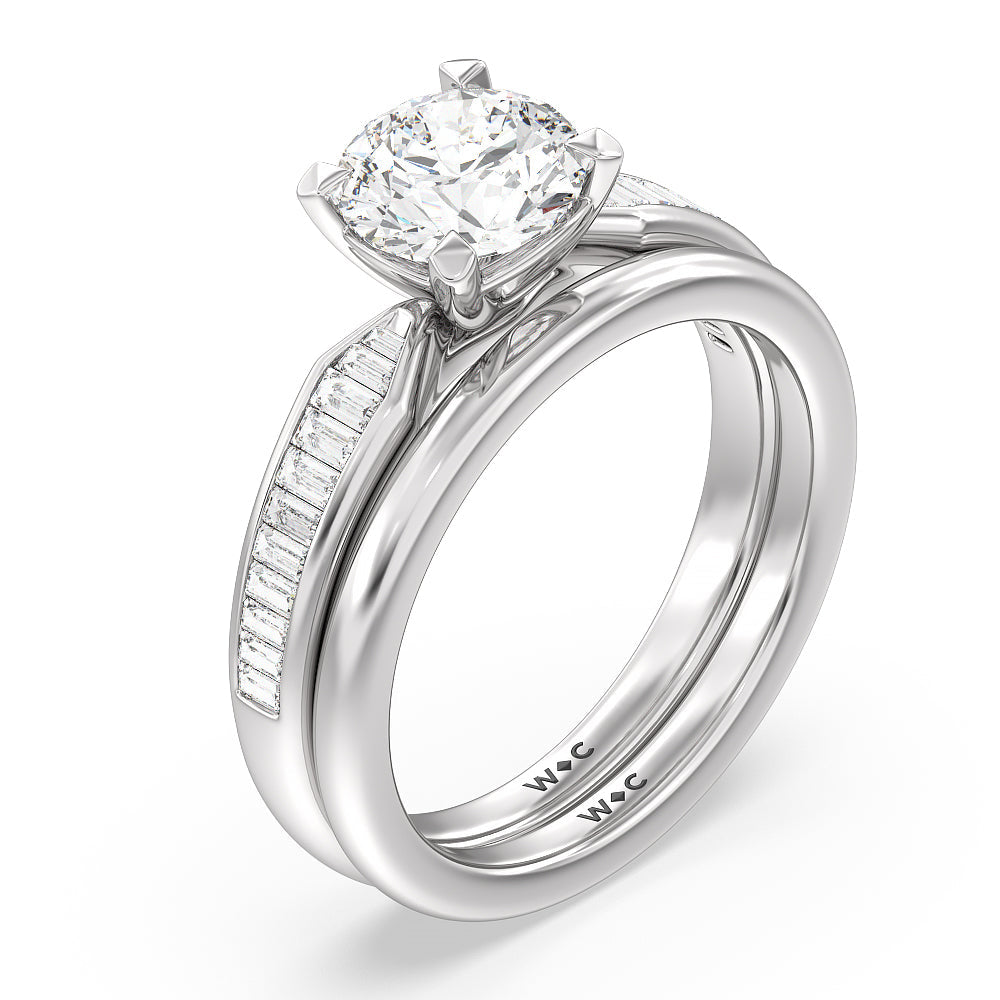 Emerald Cut Channel Baguette Deco Engagement Ring with Lab Grown Diamond in 14KT Platinum view 4
