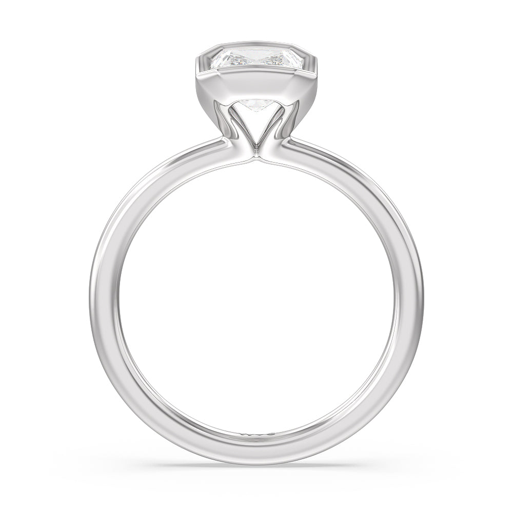 Seamless Half Bezel Solitaire Engagement Ring with Radiant Cut Diamond in 14KT Platinum view 2
