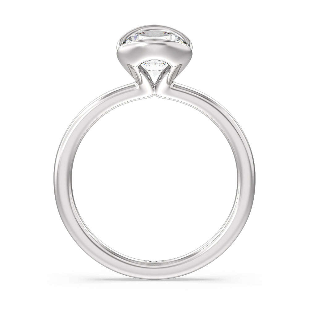 Seamless Half Bezel Solitaire Engagement Ring with Round Cut Diamond in 14KT Platinum view 2
