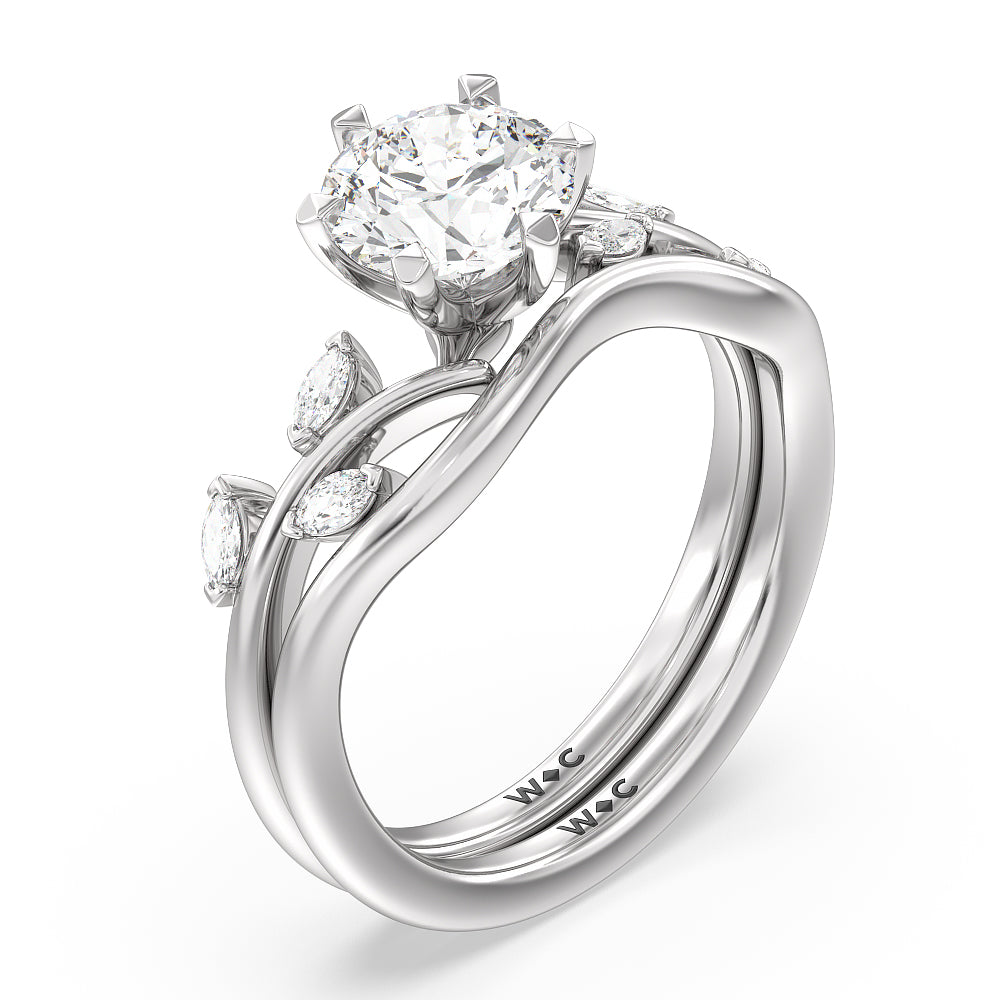 Oval Cut Slender Vine Six Prong Engagement Ring with Lab Grown Diamond in 14KT Platinum view 7
