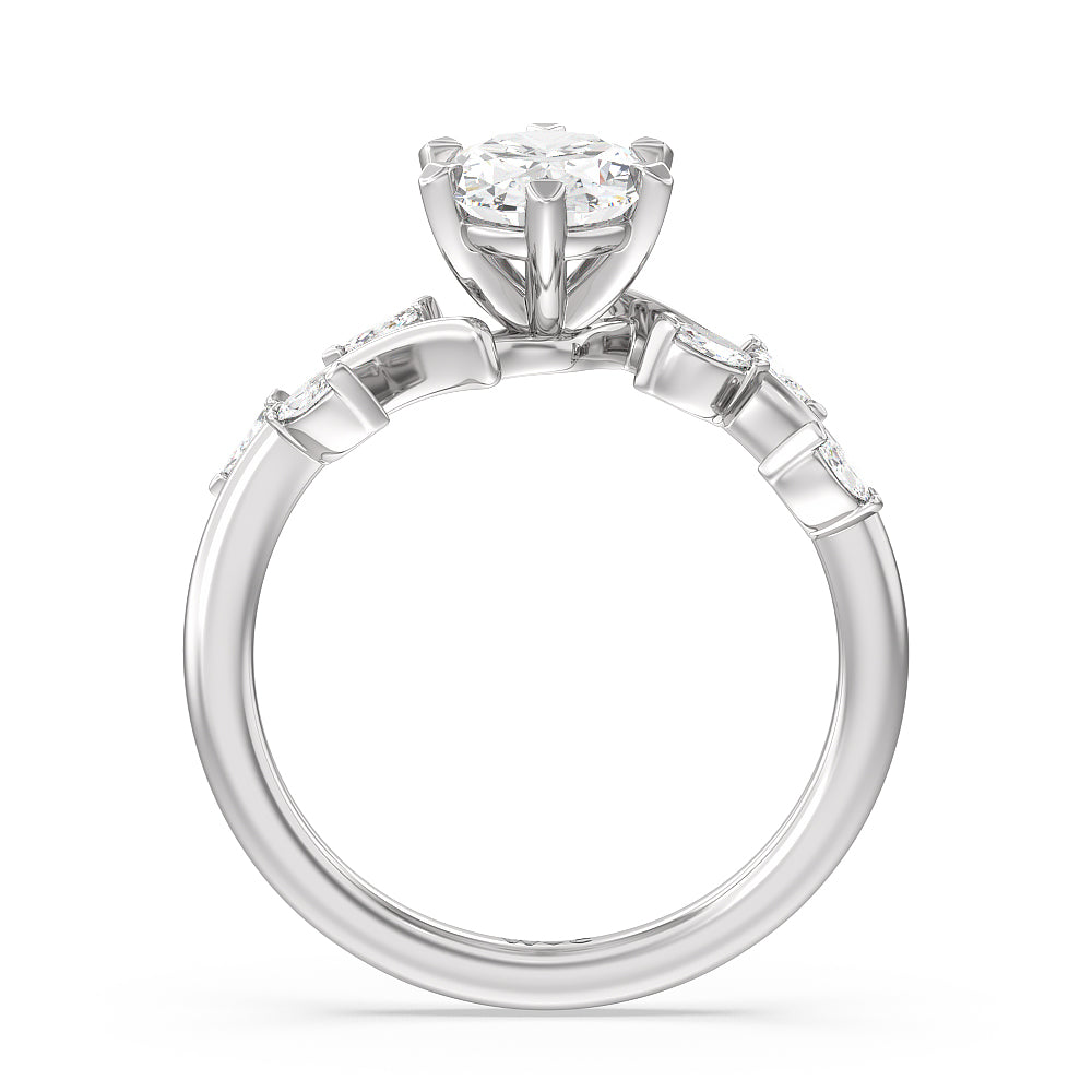 Oval Cut Slender Vine Six Prong Lab Grown Diamond Engagement Ring (E+ VVS+) with Lab Grown Diamond in 14KT Platinum view 2
